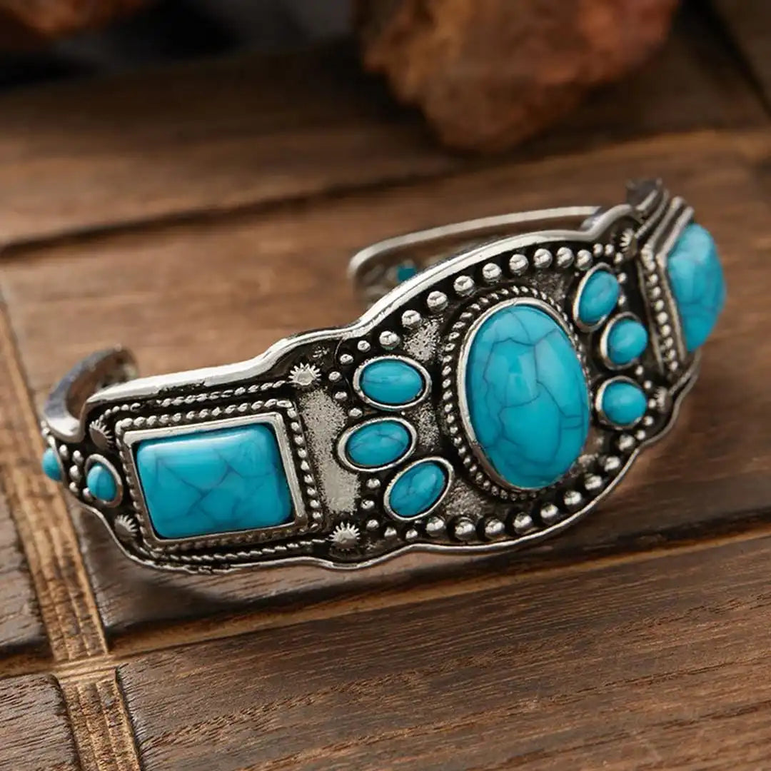 Dora - Wide Faux Turquoise Cuff Bracelet