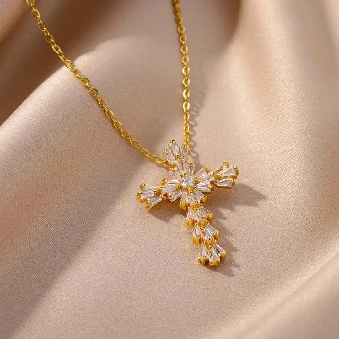 Alma - Sparkling Cross Pendant Necklace