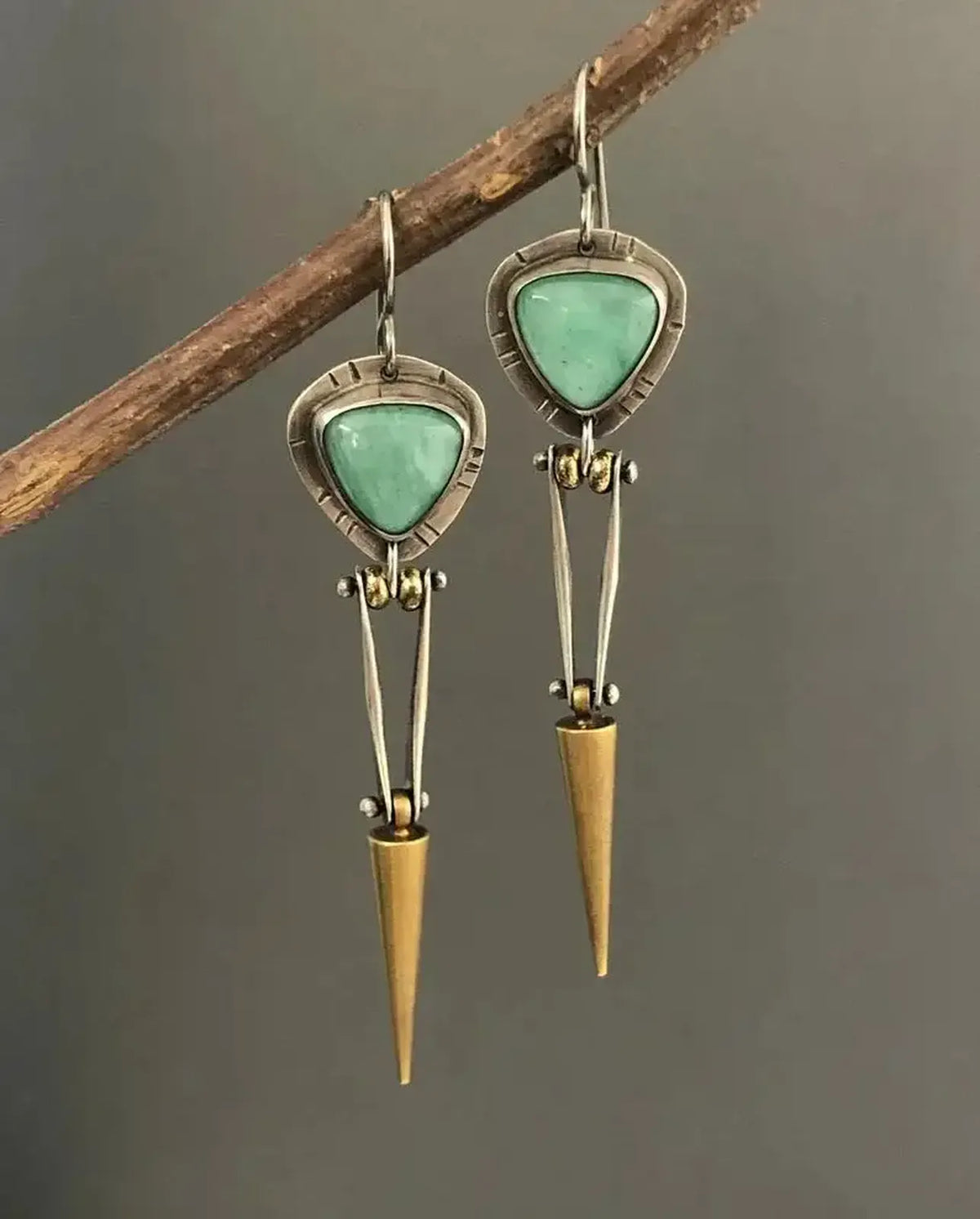Gillian - Triangle Stone Bar Drop Earrings