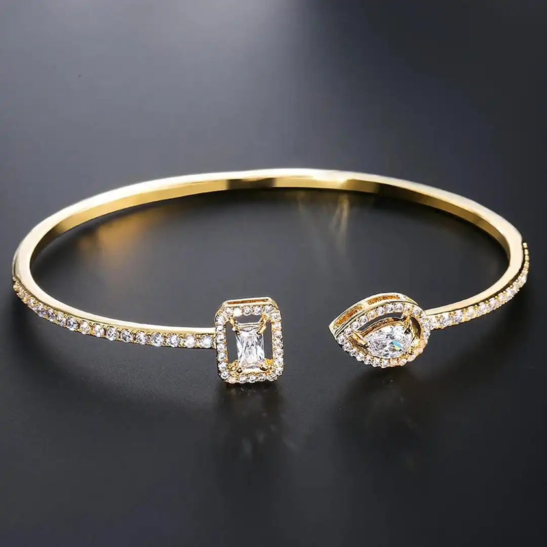 Elvira - Two Stone Open Cuff Bracelet