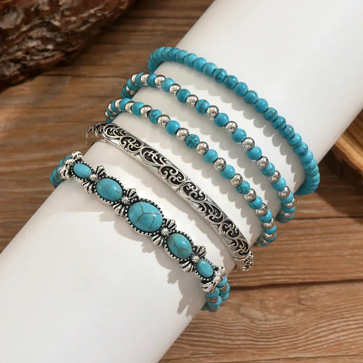 Ivana - Turquoise Blue Layered Bead Bracelet