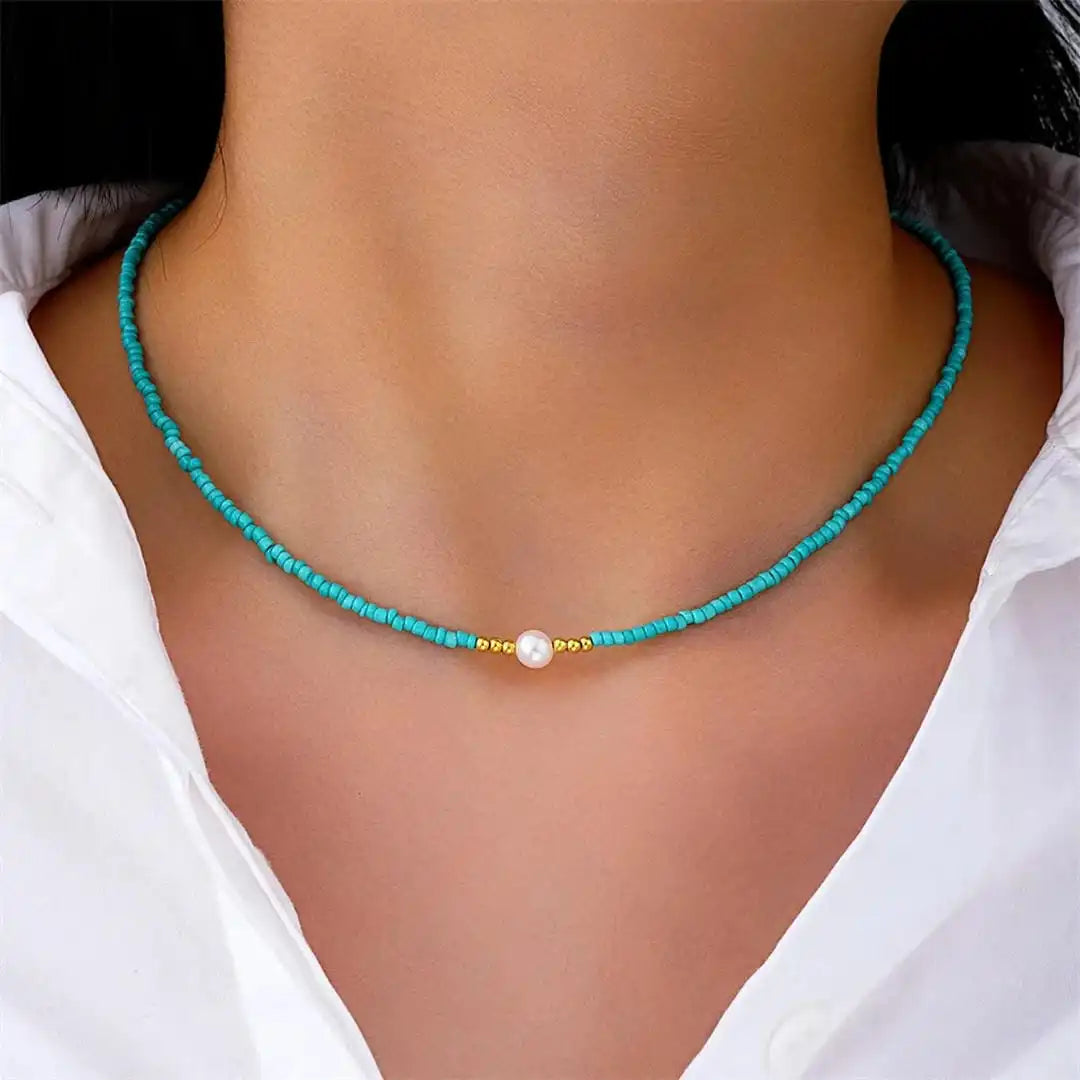 Marcia - Turquoise Blue Bead Choker