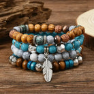 Renee - Bead and Feather Bracelet Stack