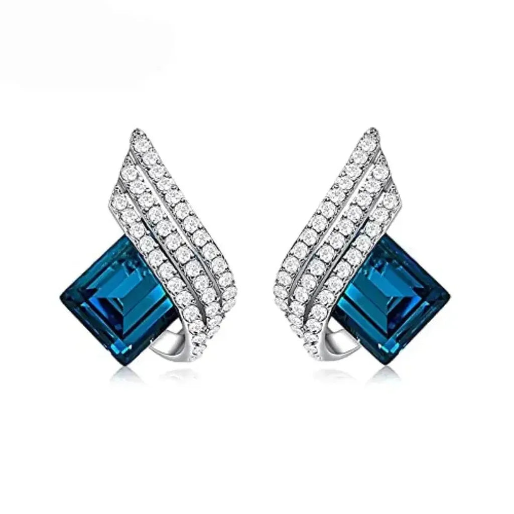 Claudia - Blue Square Stone Necklace and Earrings Set