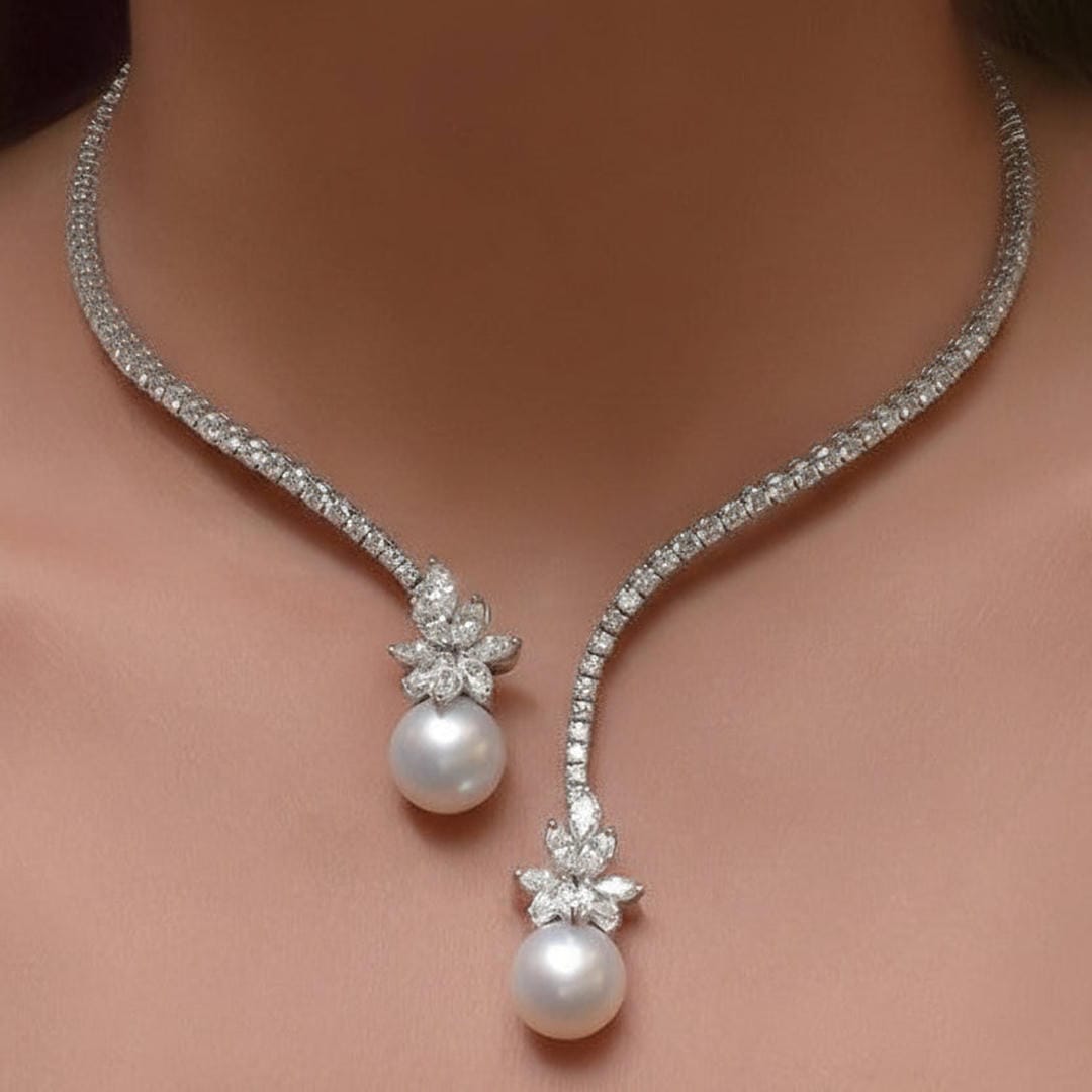 Donna - Open Collar Pearl Style Necklace