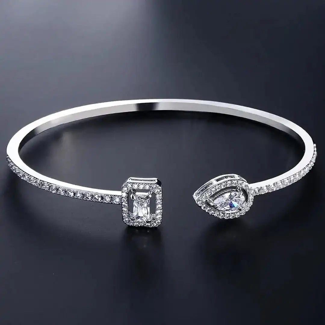 Elvira - Two Stone Open Cuff Bracelet