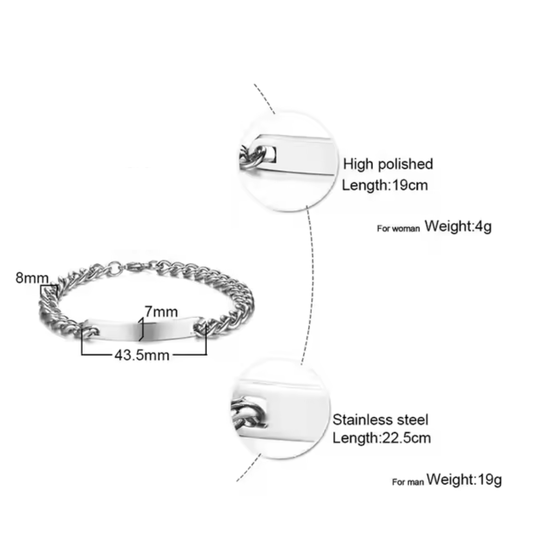 Marie - Engraved Couple Bracelet Set