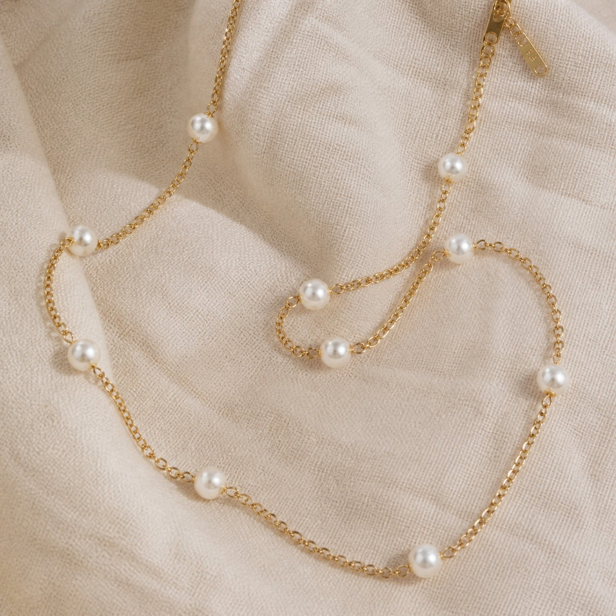 Madeline - Faux Pearl Station Necklace