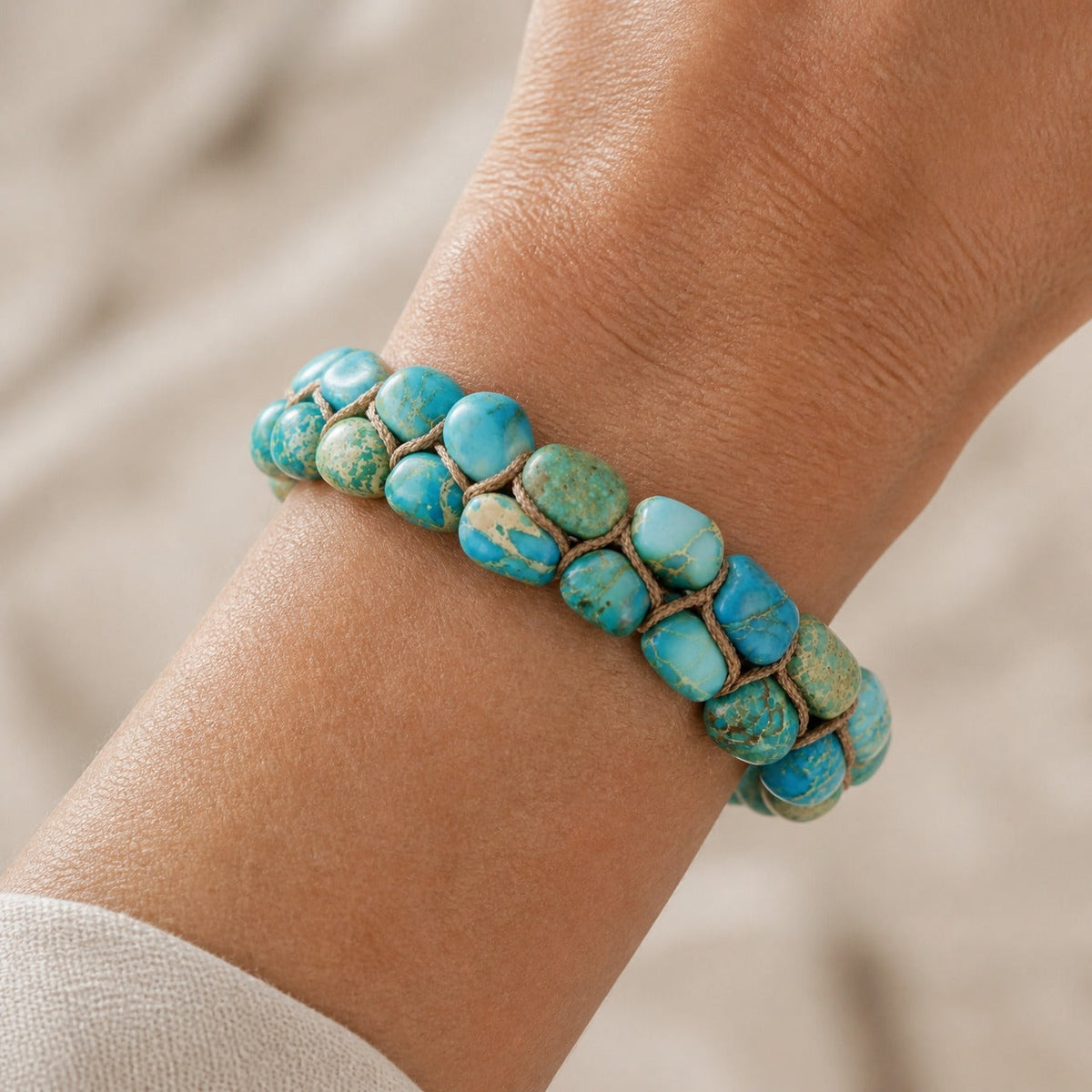 Raquel - Turquoise Blue Woven Stone Bracelet