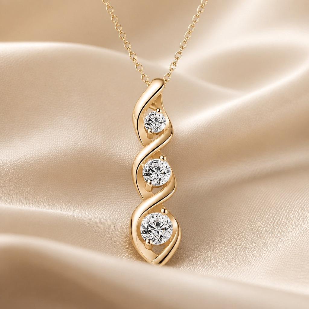 Hilda - Three Stone Twist Pendant Necklace