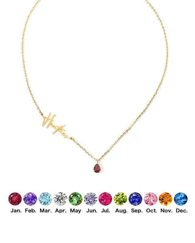 Mia - Name Necklace with Birthstone