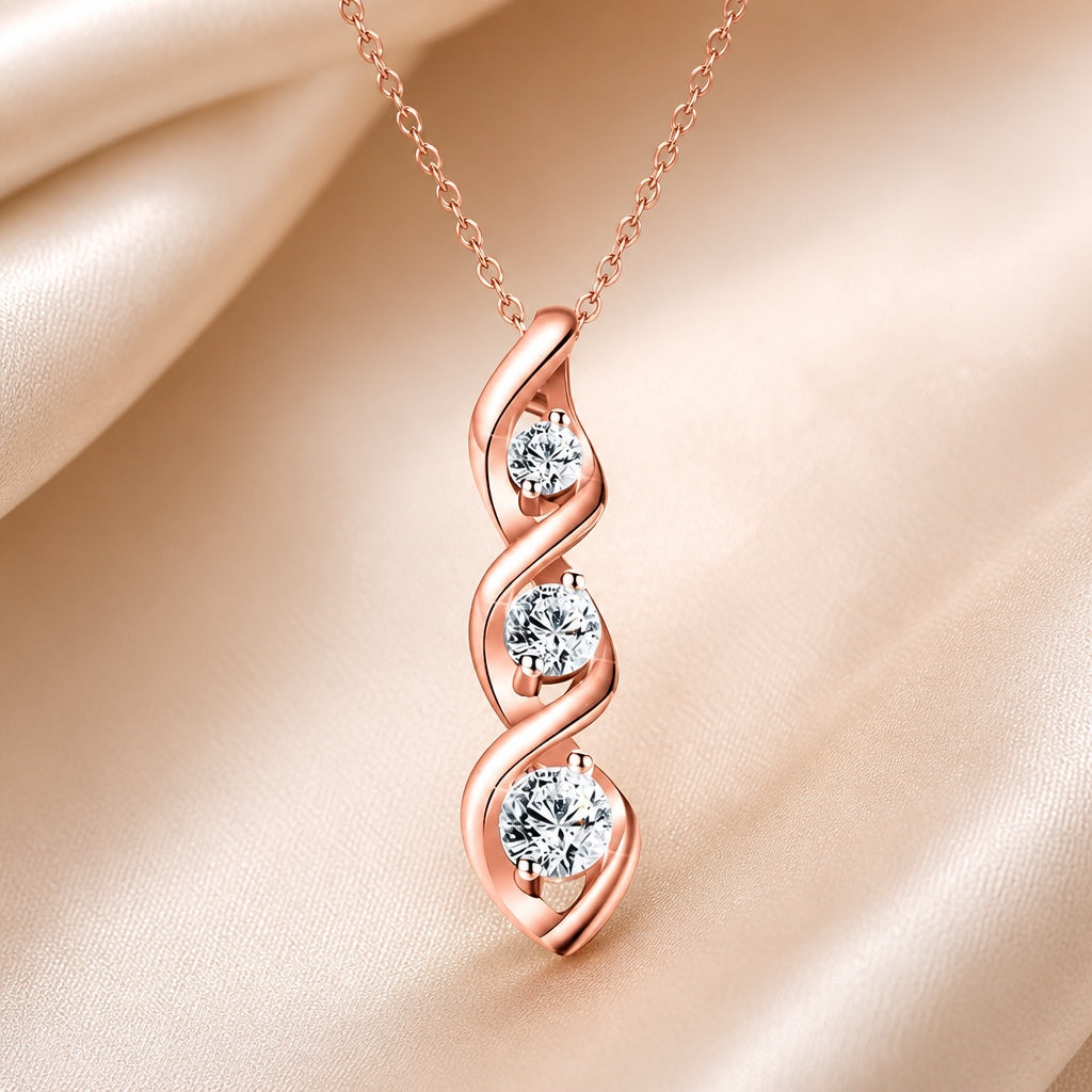 Hilda - Three Stone Twist Pendant Necklace