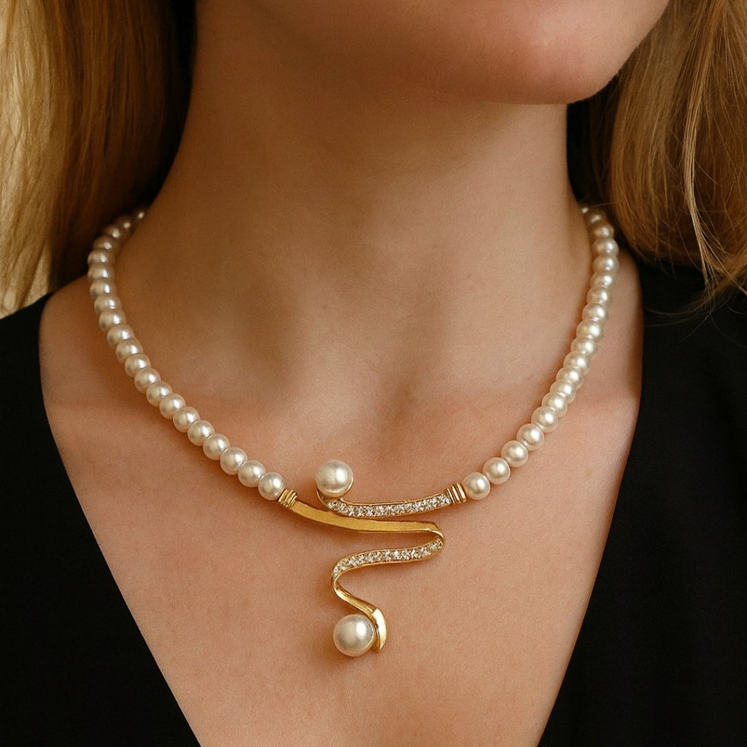 Lily - Pearl Style Necklace and Earrings Set