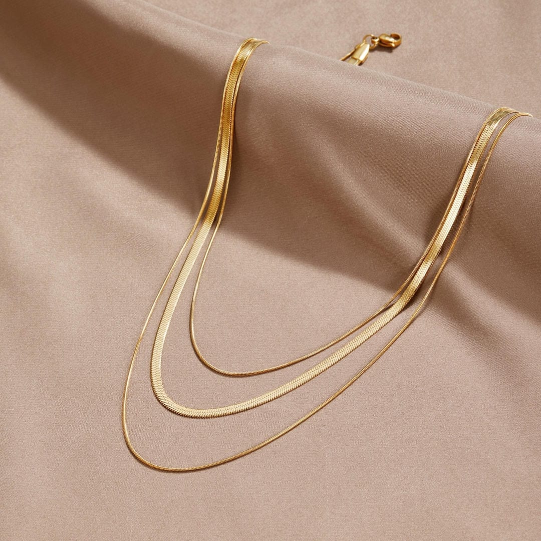 Jeanette - Three Layer Gold Chain Necklace
