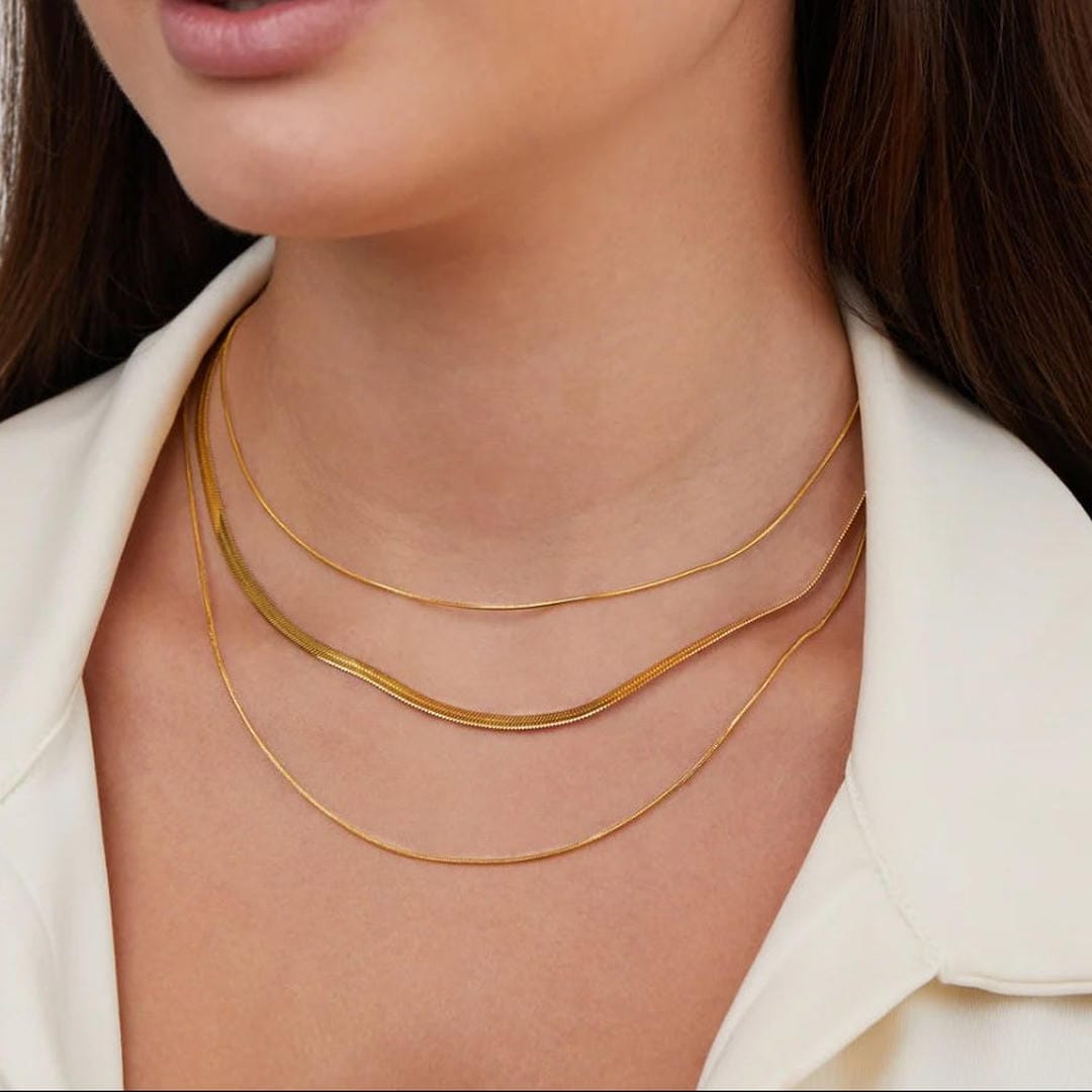 Jeanette - Three Layer Gold Chain Necklace
