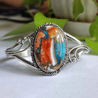 Kristin - Blue and Orange Stone Cuff Bracelet