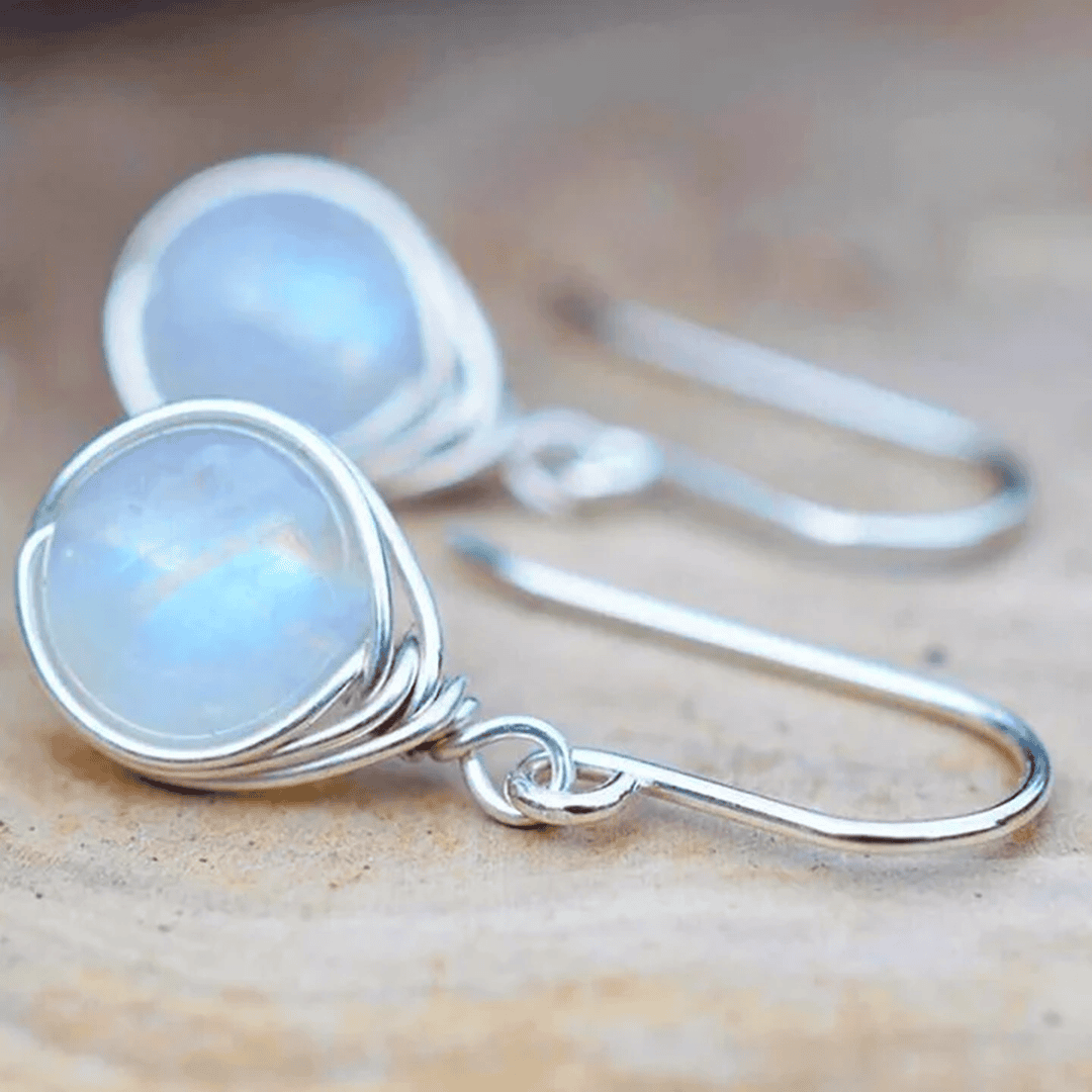 Martha - Milky Blue Stone Drop Earrings