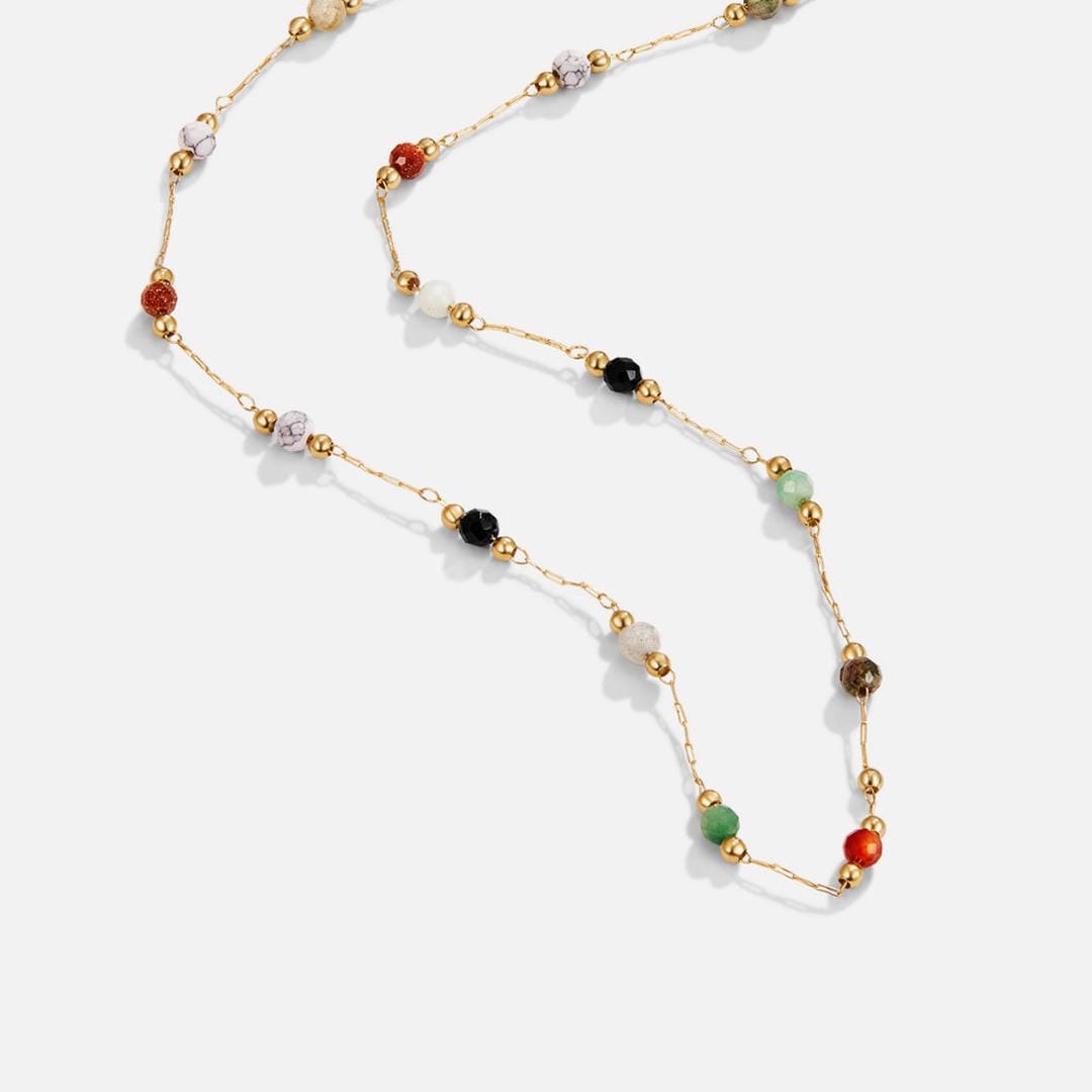 Jessica - Multicolor Stone Station Necklace
