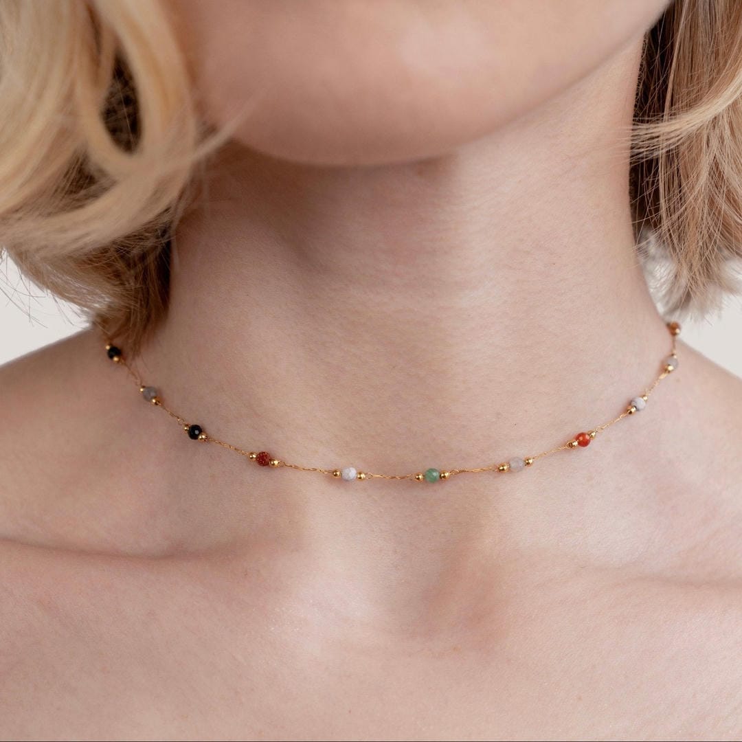 Jessica - Multicolor Stone Station Necklace