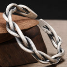 Leona - Braided Silver Cuff Bracelet