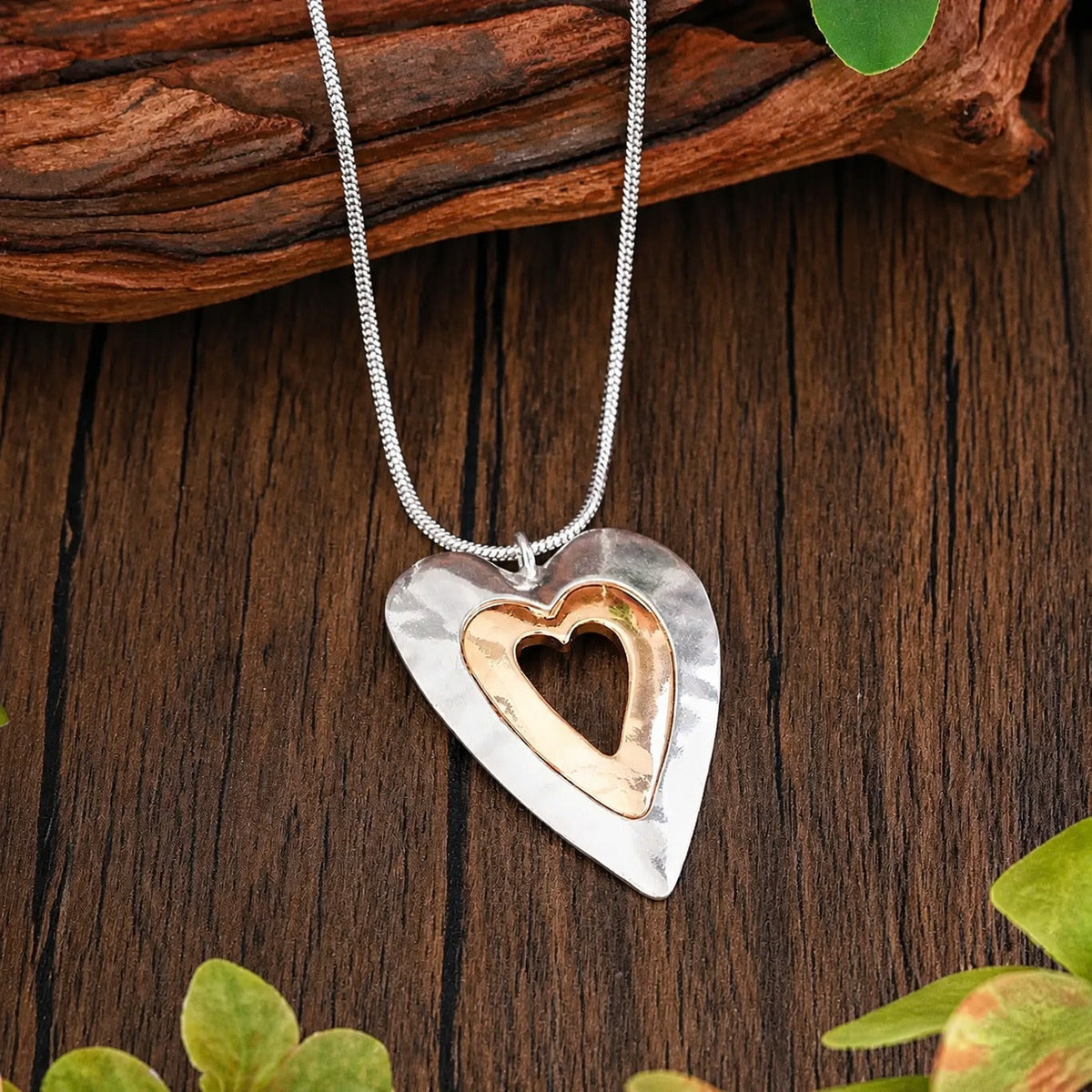 Cordelia - Two-Tone Heart Pendant Necklace