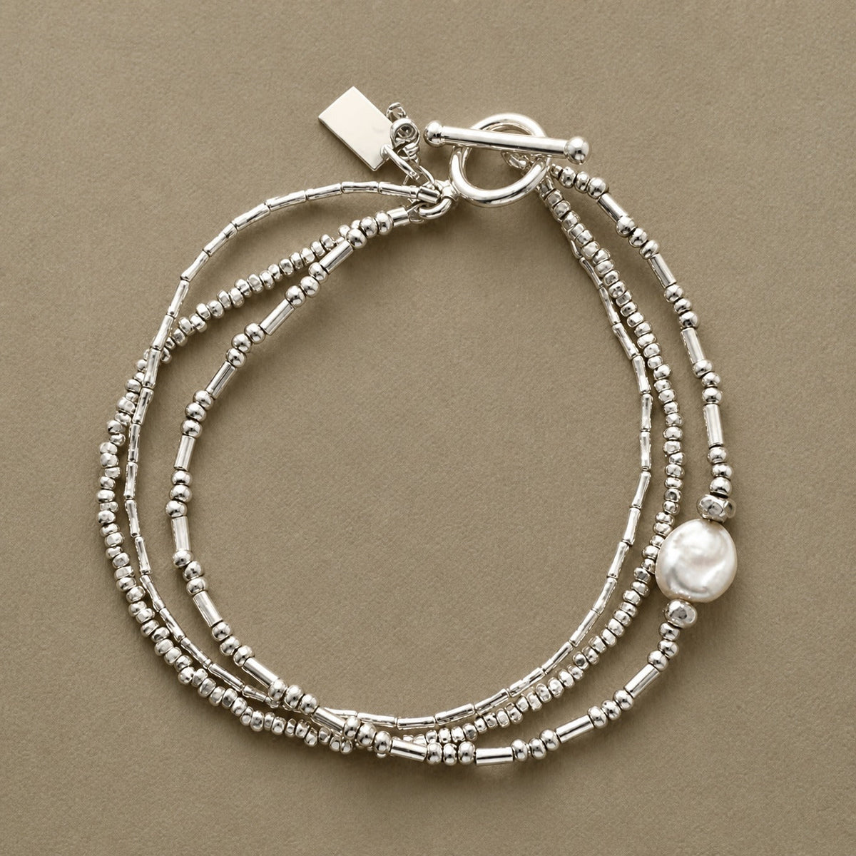Alexandra - Silver Bead Multi Strand Bracelet