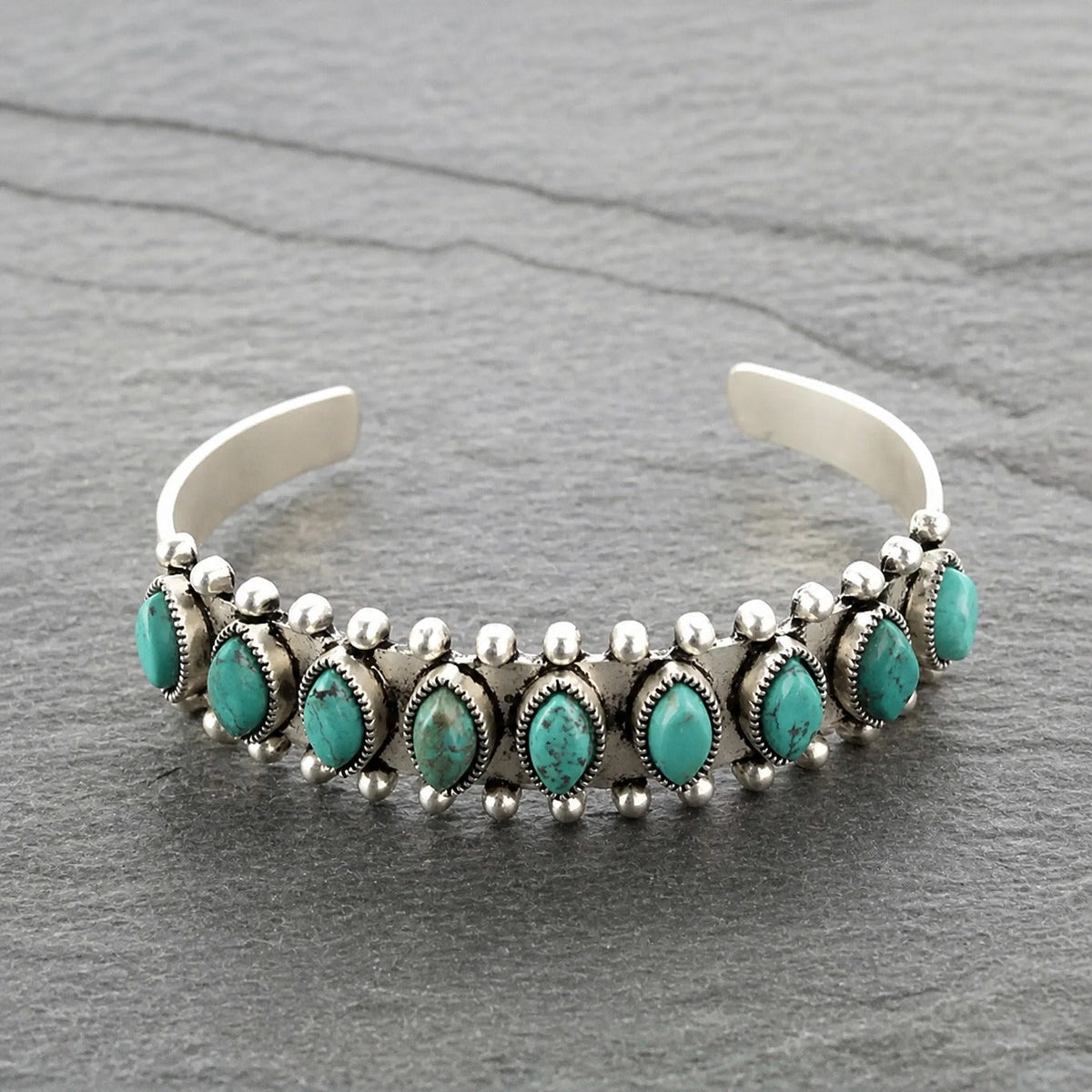 Bettina - Silver Stone Cuff Bracelet