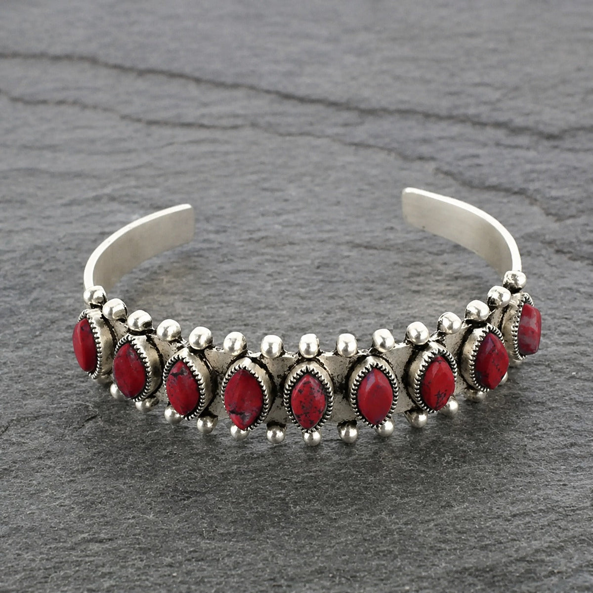Bettina - Silver Stone Cuff Bracelet