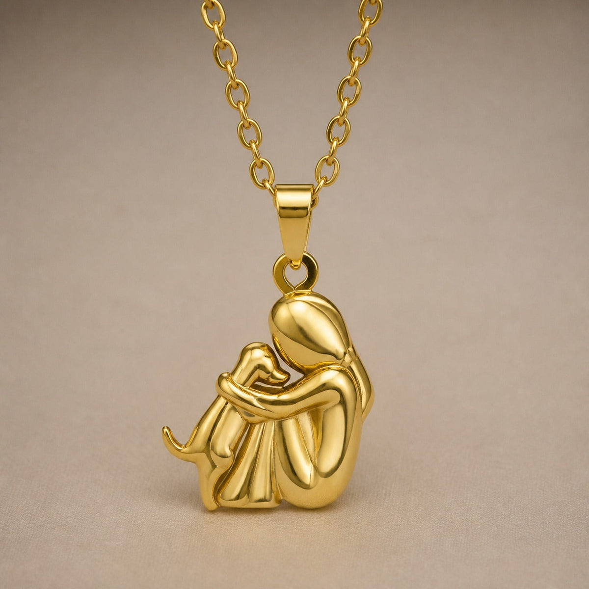 Arlene - Dog Embrace Pendant Necklace