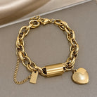 Agatha - Chunky Gold Link Heart Bracelet