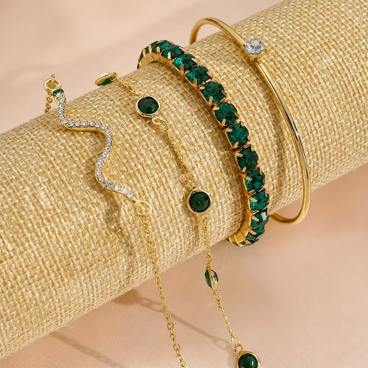 Prudence - Green Stone Bracelet Set