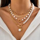 Thea - Layered Pearl Style and Gold Chain Set