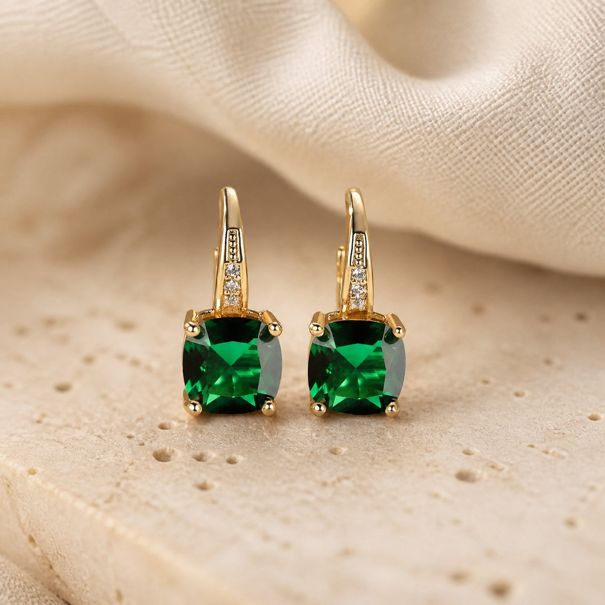 Yolanda - Colored Stone Hoop Earrings