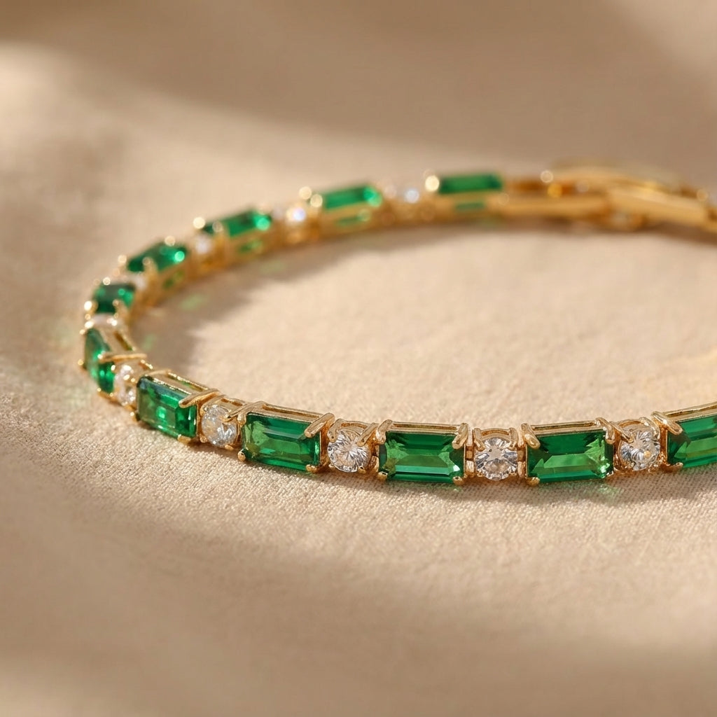 Matilda - Green Stone Gold Bracelet