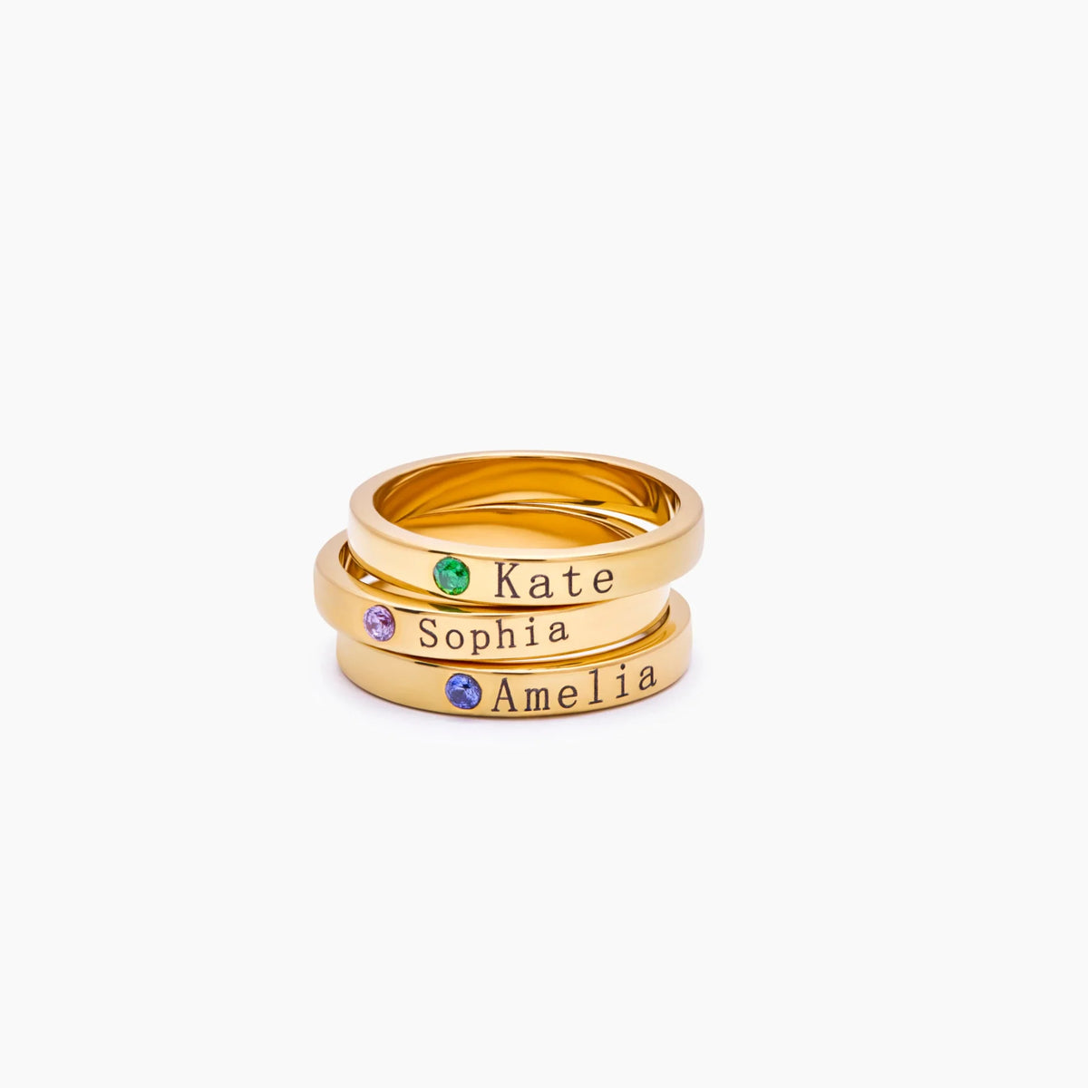 Celia - Stackable Name Ring with Birthstone