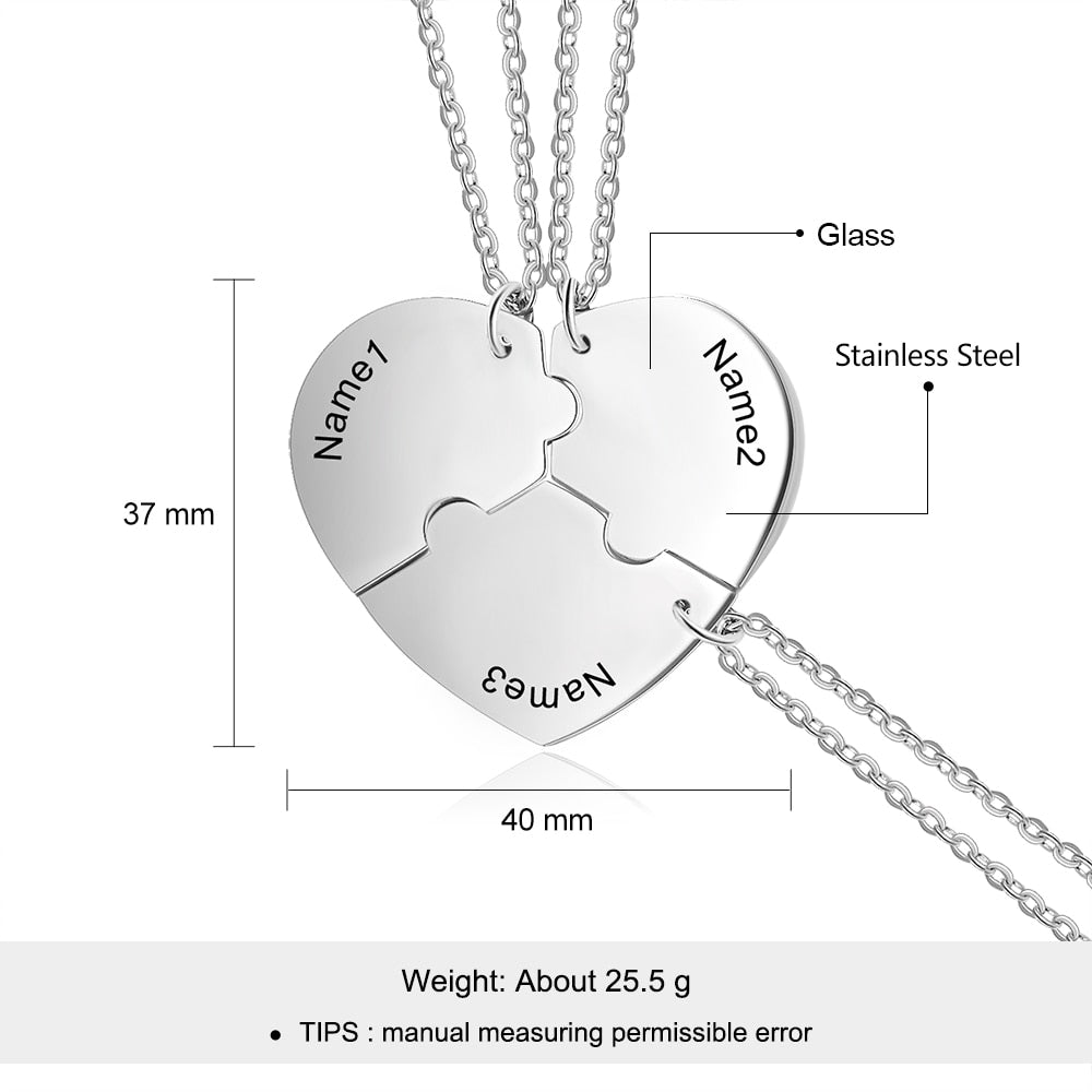 Lola - Three Piece Heart Puzzle Necklace Set