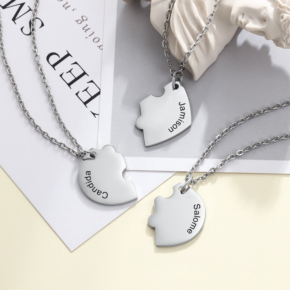 Lola - Three Piece Heart Puzzle Necklace Set