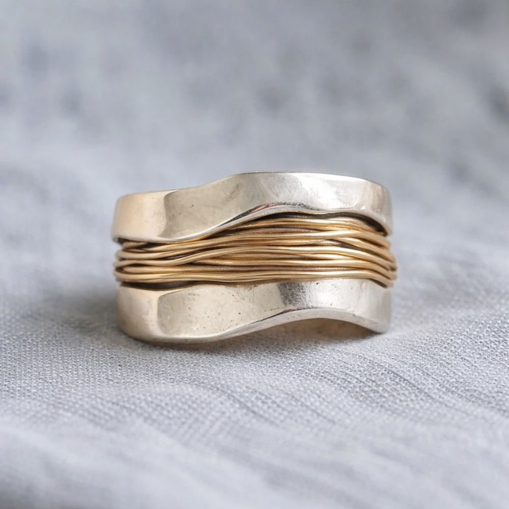 Elena - Two-Tone Thread Wrap Ring