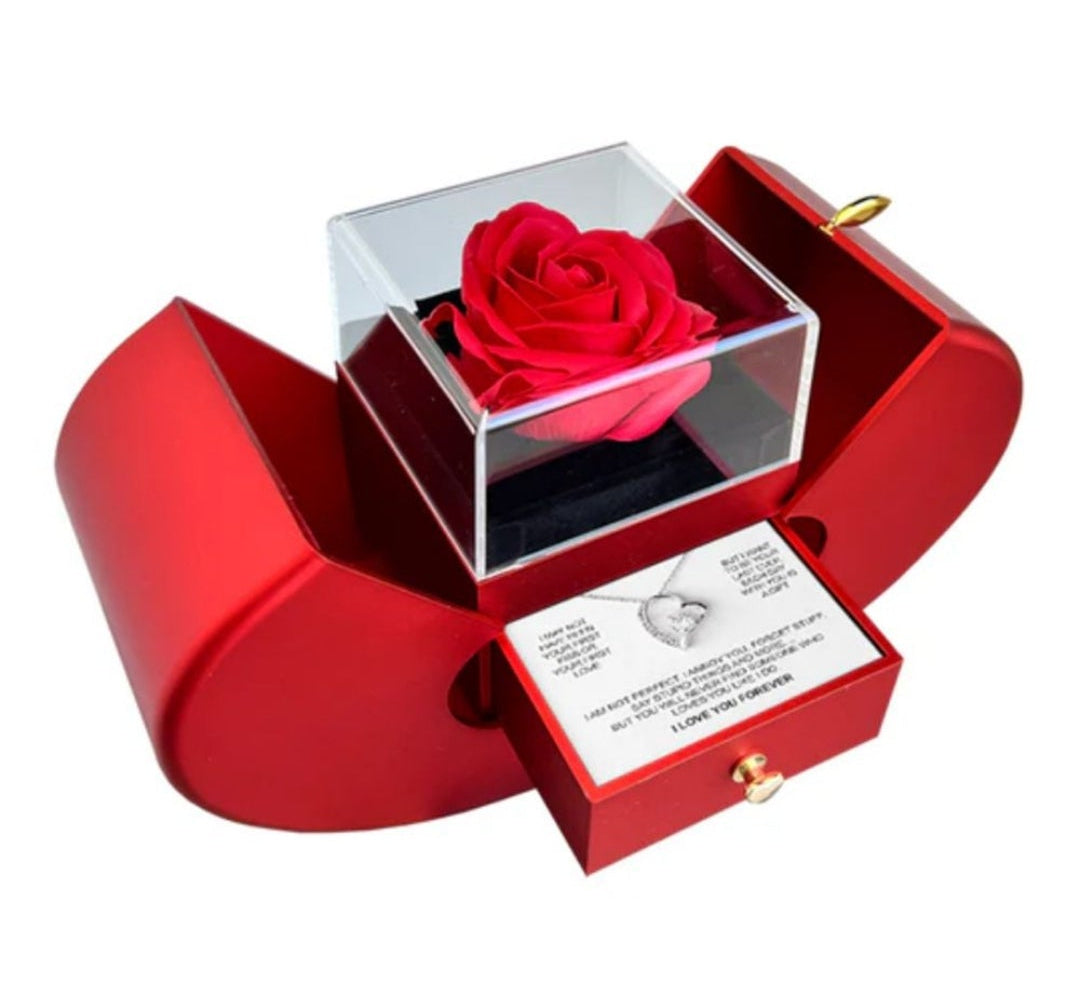 Rosa - Red Rose Gift Box with Pendant Necklace