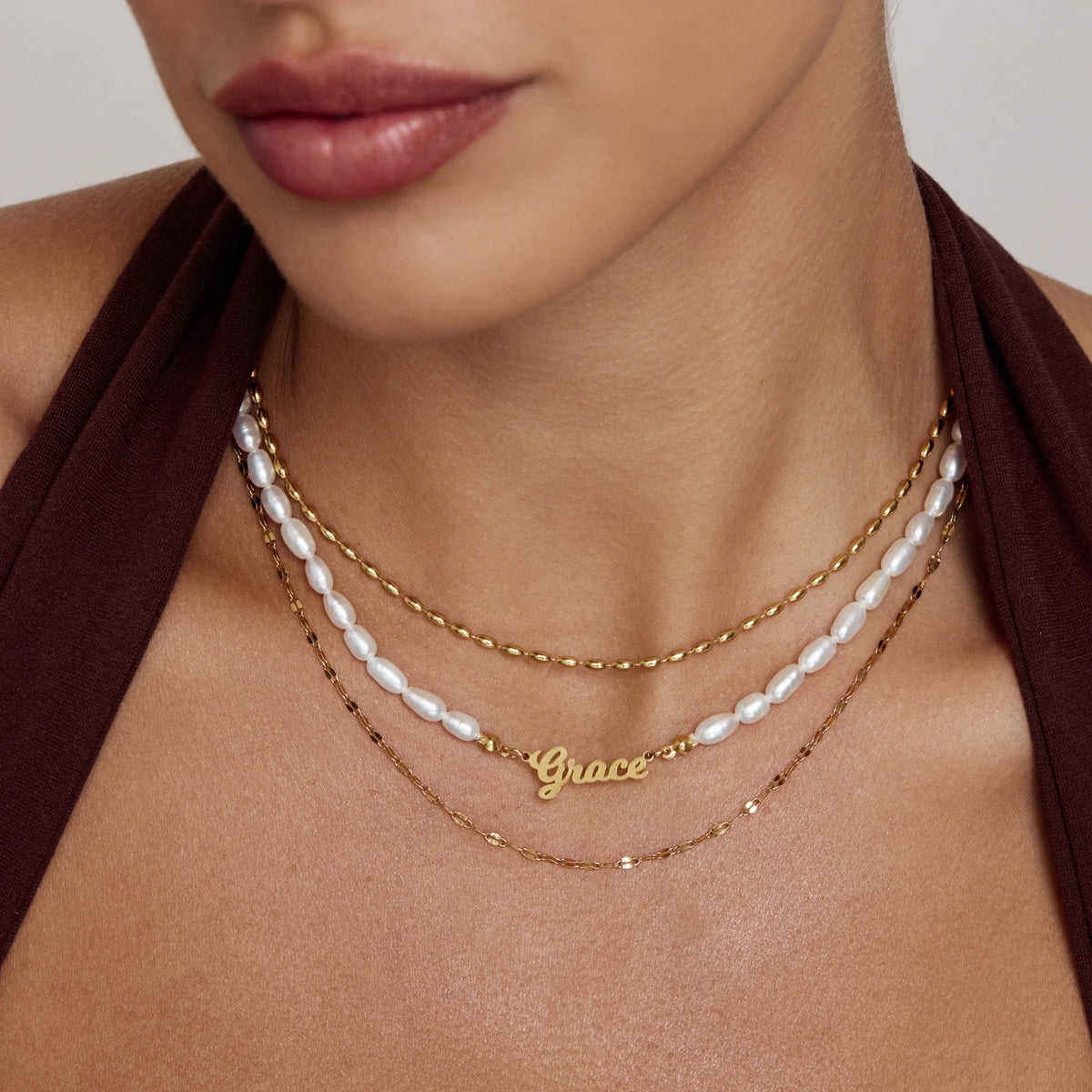 Chloe - Custom Name Pearl Style Necklace