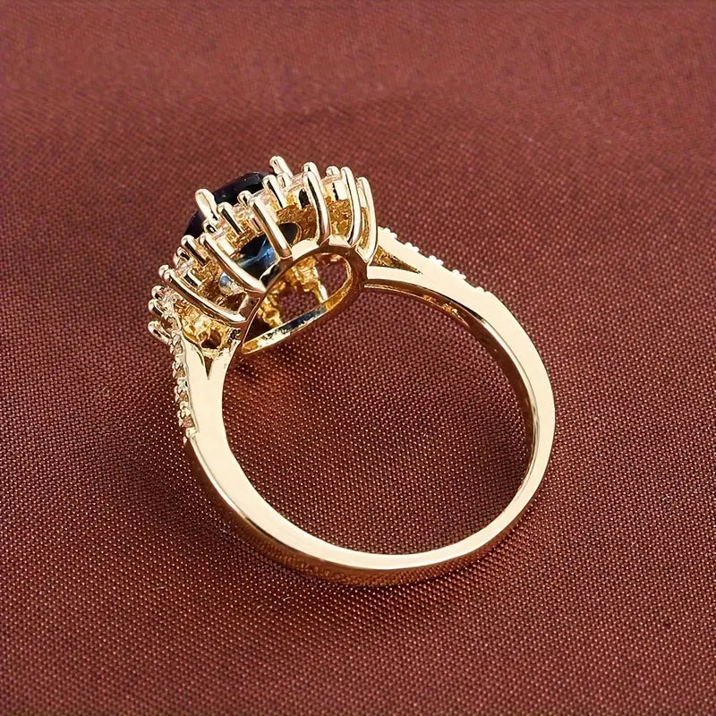 Jolene - Oval Blue Stone Halo Ring