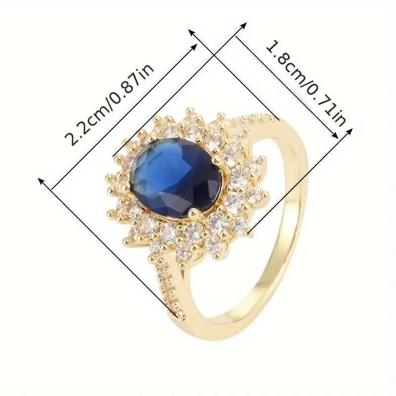 Jolene - Oval Blue Stone Halo Ring